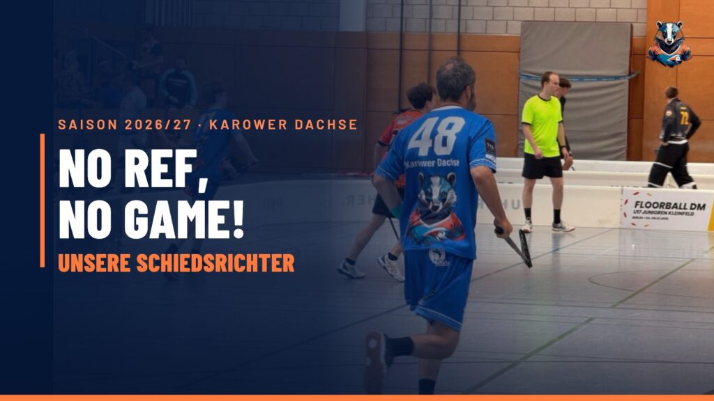 Grafik „No Ref, no Game! Unsere Schiedsrichter“ – im Hintergrund ein Schiedsrichter beim Spiel